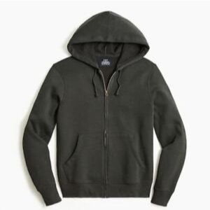 J Crew Vintage Fleece full-zip hoodie sweatshirt AL876 M Black